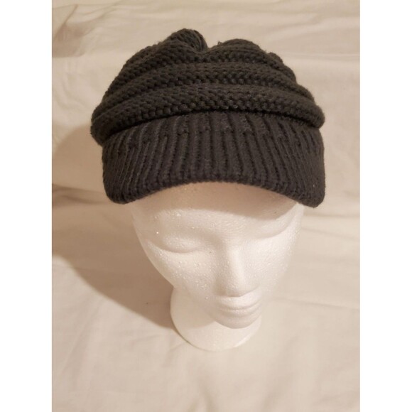 Winter Knit Hat With Brim By C.C - Charcoal Grey Cozy & Stylish 0073 - Picture 3 of 9